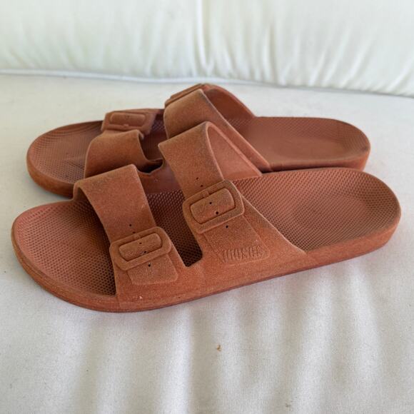 Freedom Moses Sandals 42 43 12 Tan Velveteen Rust Boho Comfort Western Travel - Picture 4 of 7
